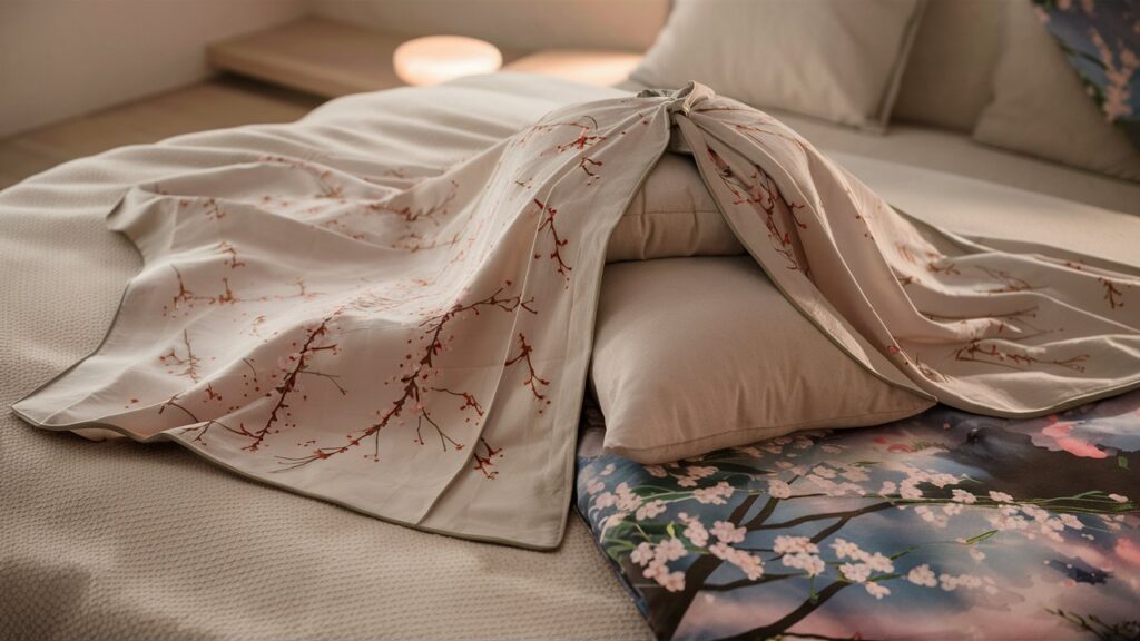 kain/sarban dengan bahan katun jepang bermotif bunga sakura