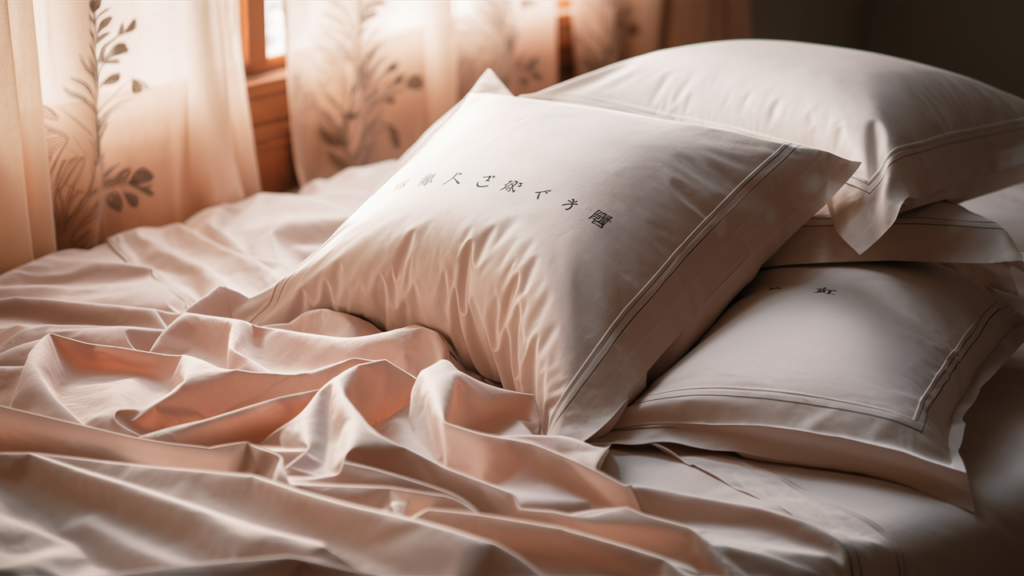 ilustrasi kasur dengan sprei bahan katun jepang