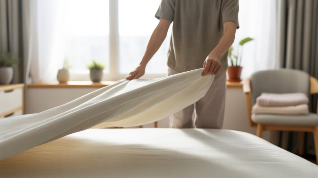 ilustrasi merapikan sprei