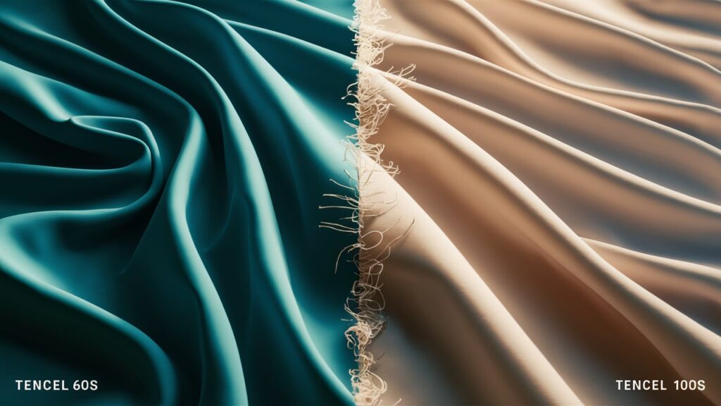 ilustrasi perbedaan kain tencel 60s dan 100s
