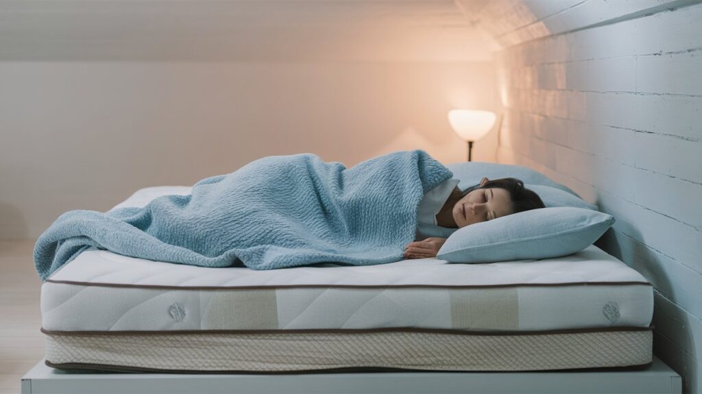 ilustrasi tidur dgn sprei busa