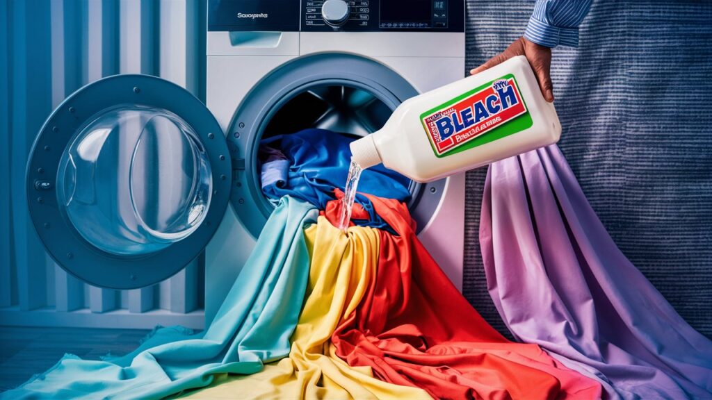 ilustrasi kain berwarna dituang pemutih