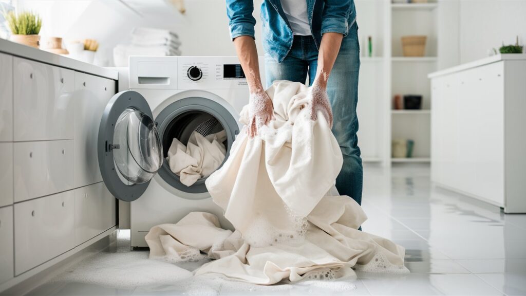 ilustrasi memcuci sprei