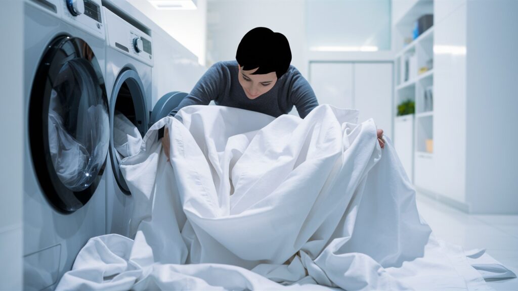 ilustrasi mencuci sprei